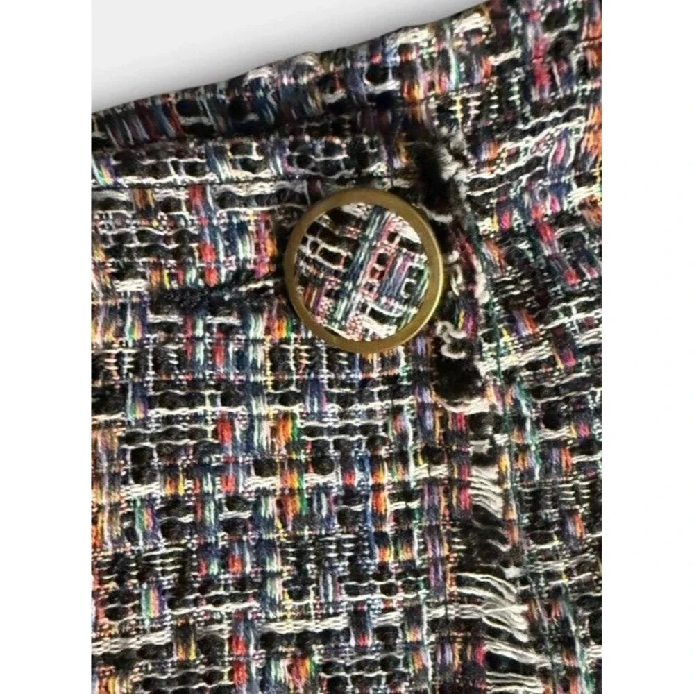 NWT Sugar Lips XS Multicolor Tweed Mini Skirt Frayed Hem Wrap Style Modern Prep